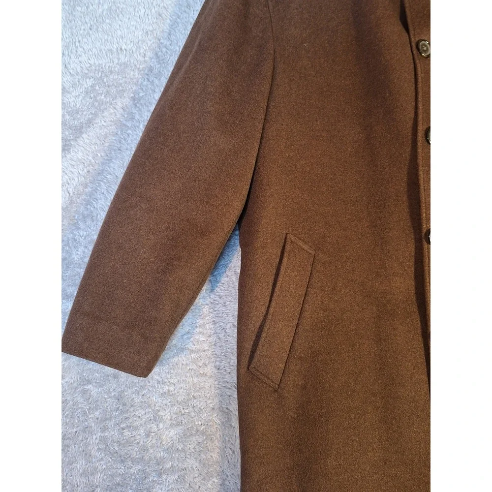 Jones New York Mens Coat Overcoat 42S Brown 100% Wool 48825Z Double Breasted
